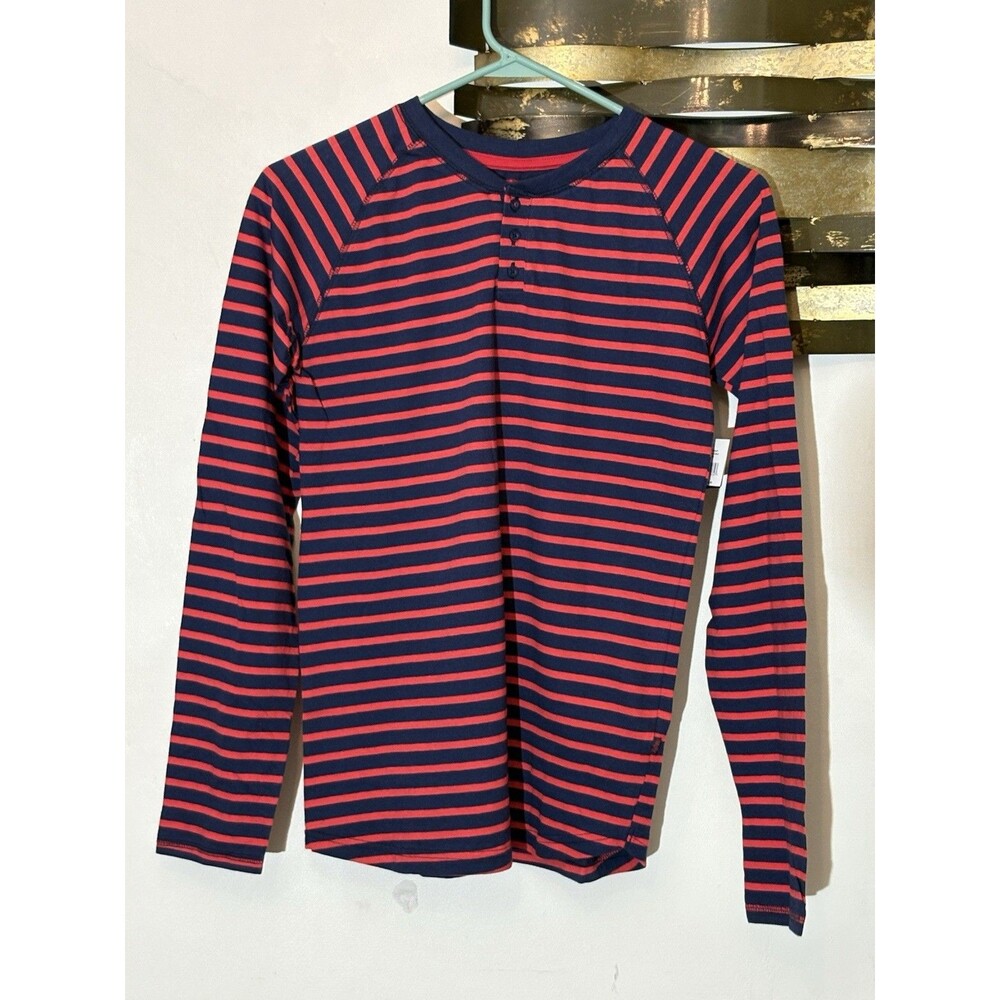 The Kids Club Stripe Red Blue Henley Button New With Tags Size 14 Long Sleeve